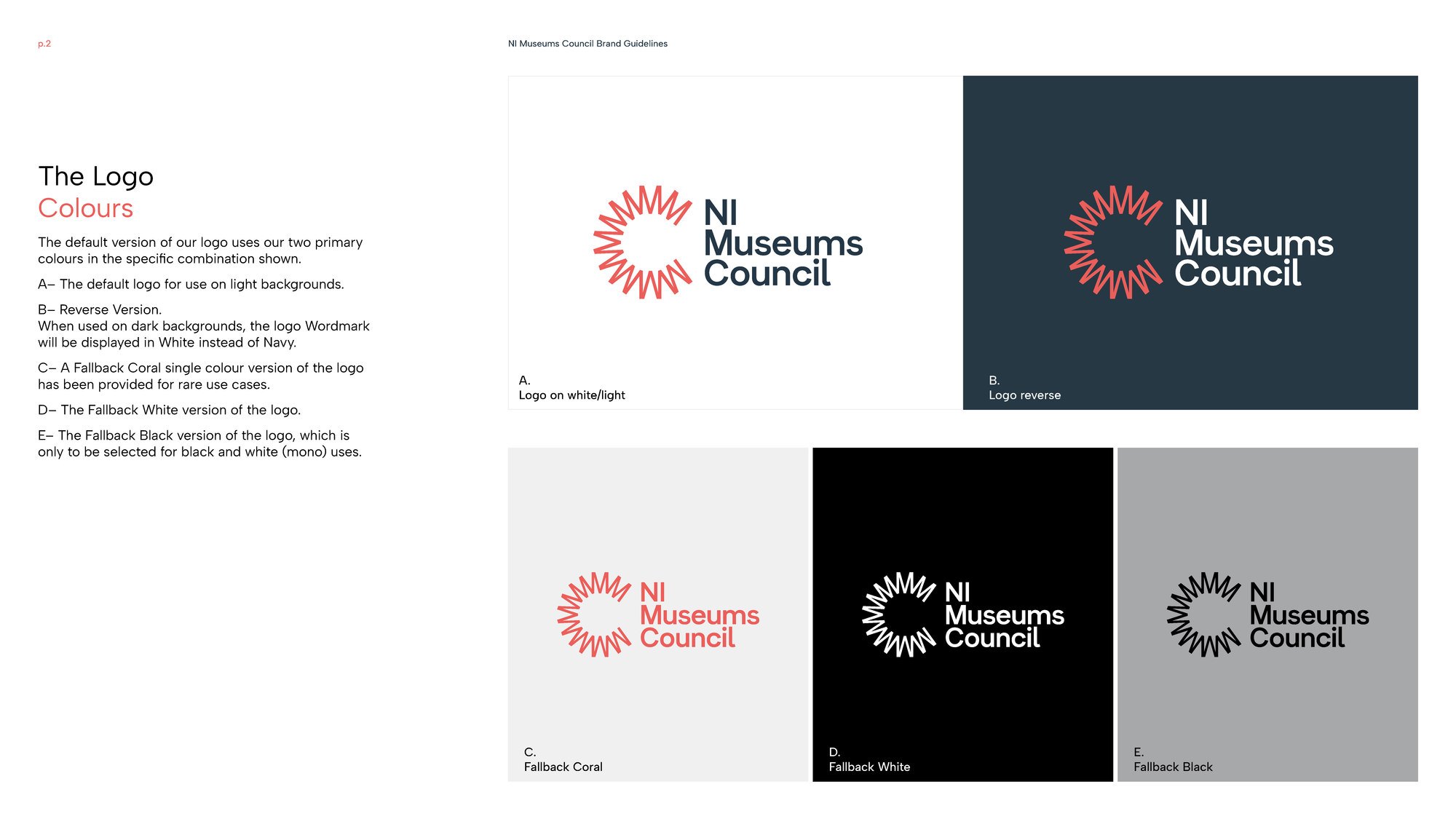 A page from NIMC brand guidelines showing logo styles